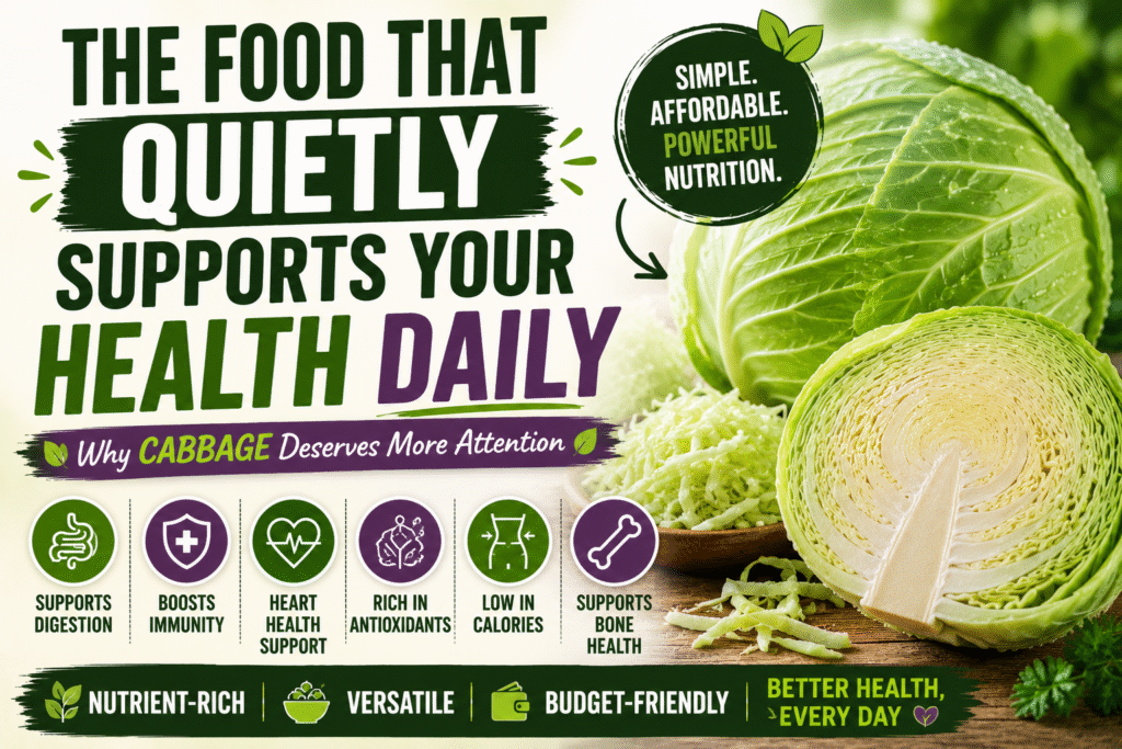 Fresh green cabbage illustrating the food that quietly supports your health daily and its nutritional benefits.