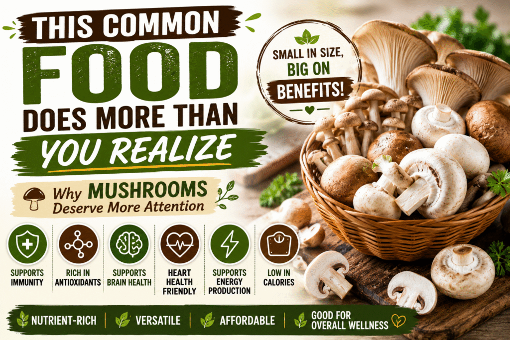 Fresh mushrooms highlighting the surprising health benefits of this common food and its nutritional value.