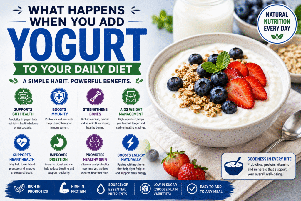 What happens when you add yogurt to your daily diet and benefits of probiotic yogurt