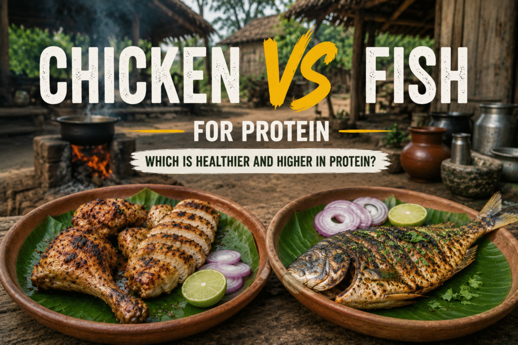 Chicken vs fish comparison for protein, calories, healthy fats, and nutrition