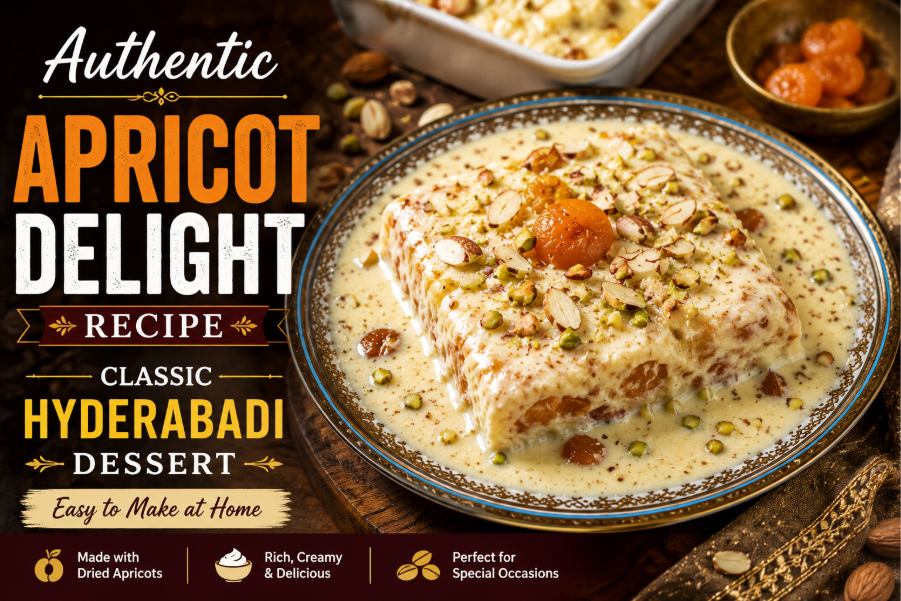 Authentic Hyderabadi apricot delight made with soft dried apricots and cream 